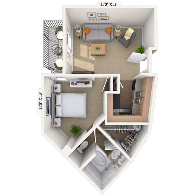 Traditional 0x1 538 SF 326 floor plan